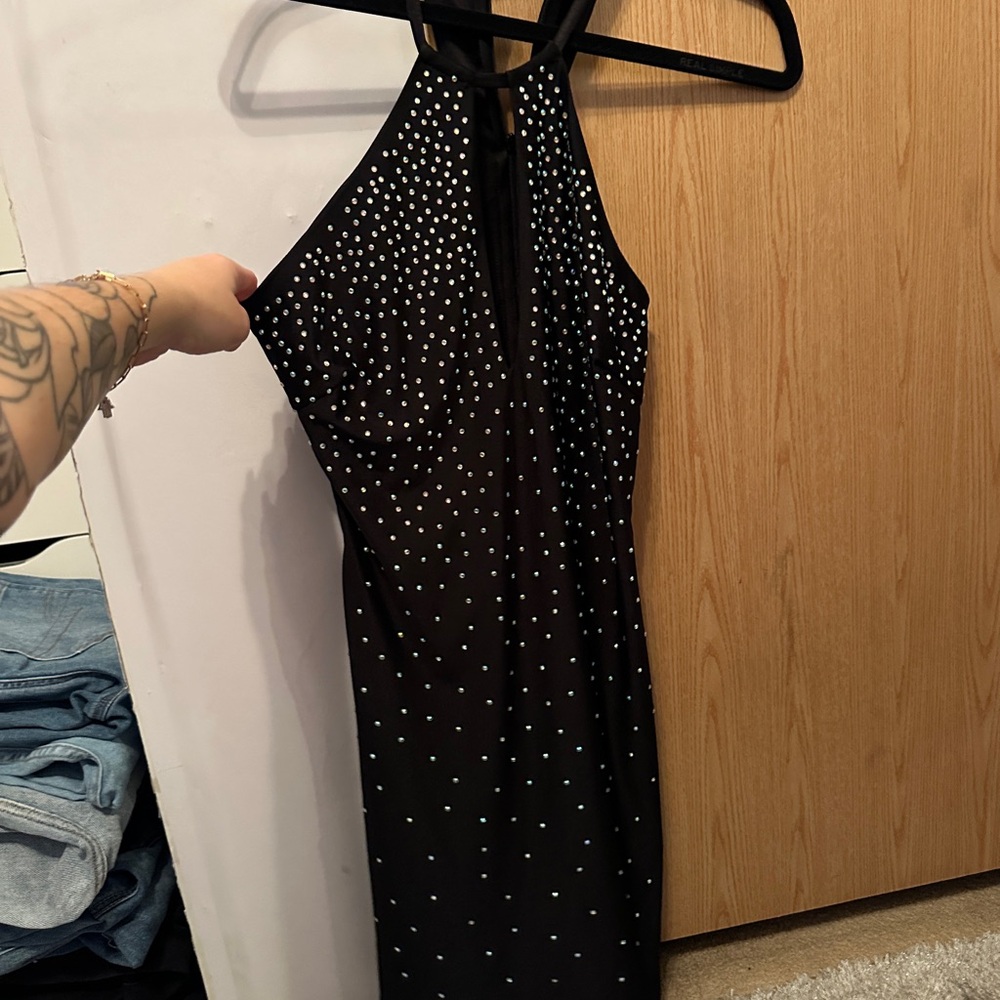 Fashion Nova Black Sheath Halter Midi Dress